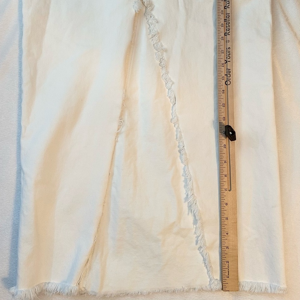 RAEY Off White Denim Maxi Skirt 6 Organic Cotton Split Back Cut Out Raw Hem - Picture 3 of 10